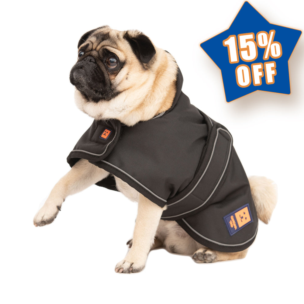 Waterproof Shower Pug / Frenchie Dog Coat with Warm Lining